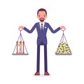 Time and money good balance for businessman