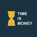 Time is money,hourglass time concept logo flat vector