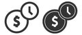 Time money icon. Bussines symbol. Sign finance, clock vector