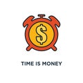 time is money icon. clock and coin, money profit and benefit concept symbol design, long term financial investment, superannuation