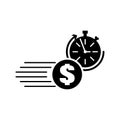 Time is money icon. Clock and dollar symbol. Fast money concept. Vector illustration. EPS 10. Royalty Free Stock Photo