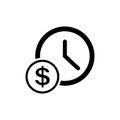 Time is money icon. Clock and dollar line symbol.