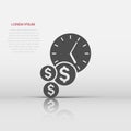 Time is money icon in flat style. Project management vector illustration on white isolated background. Deadline business concept Royalty Free Stock Photo