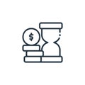 time is money icon vector from finance concept. Thin line illustration of time is money editable stroke. time is money linear sign Royalty Free Stock Photo