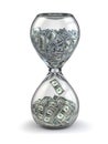 Time is money. Inflation. Hourglass and dollar. Royalty Free Stock Photo
