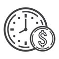 Time Is Money line icon, business and finance