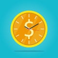 Time is money,time management business clock gold coin vector