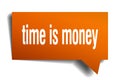 Time is money orange 3d speech bubble