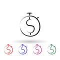 Time is money sketch style multi color icon. Simple thin line, outline vector of banking icons for ui and ux, website or mobile Royalty Free Stock Photo