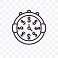 Time is money vector linear icon isolated on transparent background, Time is money transparency concept can be used for web and mo