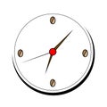 Time for morning coffee. Clock with numbers on the dial in the form of coffee beans. Yin-yang sign allusion illustration