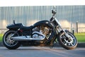 Right side of motorcycle Harley-Davidson V-Rod Muscle 1250. Front view Royalty Free Stock Photo