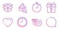 Time, Open box and Timer icons set. Collagen skin, Secret gift and Quick tips signs. Vector