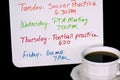 schedule with cup of coffee Royalty Free Stock Photo