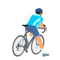 Time out bicyclist man vector illustration isolated on white background. Boy riding bicycle. Royalty Free Stock Photo