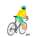 Time out bicyclist man vector illustration isolated on white background. Boy riding bicycle. Royalty Free Stock Photo
