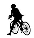 Time out bicyclist man vector silhouette illustration isolated on white background. Boy riding bicycle. Royalty Free Stock Photo