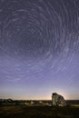 Startrails in the sky illustrates the passage of time