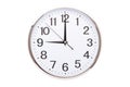 Time punctual second minute hour. Large wall clock on white background. Royalty Free Stock Photo