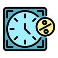 Time rate icon color outline vector