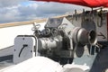 Russian two-masted schooner Krasotka. Anchor windlass Royalty Free Stock Photo