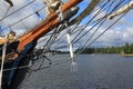 Danish three-masted schooner Loa. Bow rigging Royalty Free Stock Photo