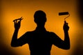 Time for repair and Renovation. Silhouette of man Royalty Free Stock Photo