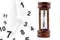 Time running out: sand falling inside hourglass Royalty Free Stock Photo