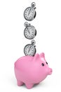 Time Save Concept. Piggy Bank with Stopwatch