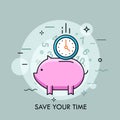 Time saving thin line concept Royalty Free Stock Photo