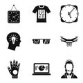 Time schedule icons set, simple style
