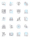 Time schedule linear icons set. Schedule, Timeframe, Rhythm, Routine, Agenda, Timetable, Deadline line vector and