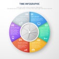 Time schedule vector infographic with clock and watch steps