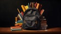 Time for school, backpack full of books and school suplies Royalty Free Stock Photo