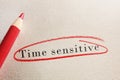 Time Sensitive text circled in red pencil on paper Royalty Free Stock Photo