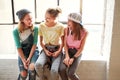 Time for some girl talk. young girls in a dancing studio.