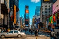 Time Square New York City with lots of Traffic and walking People Royalty Free Stock Photo