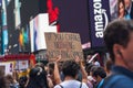 Time Square, New York City. Young People Gathered for a Protest Against Global Warming. Royalty Free Stock Photo