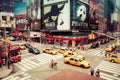 Time square with yellow taxi, New York