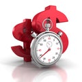 Time stopwatch with big red dollar symbols Royalty Free Stock Photo
