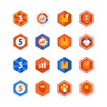 Time Success Hexagon Icons Set