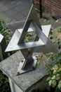 Technology / sundial: Closeup of an armillary octahedron dial, based on Borromean rings. 2 Royalty Free Stock Photo