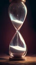 Time ticking Modern hourglass in running time on a wooden table Royalty Free Stock Photo