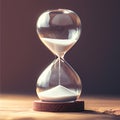 Time ticking Modern hourglass in running time on a wooden table Royalty Free Stock Photo