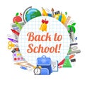 Time to back to school objects round banner Royalty Free Stock Photo