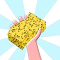 Time to clean - Hand holding sponge Royalty Free Stock Photo