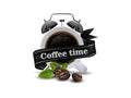 Time to coffee cup of black coffee and coffee bean isolated on w Royalty Free Stock Photo