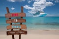 Time to Cruise Travel concept. Sign on the beach. Royalty Free Stock Photo