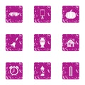 Time to draw icons set, grunge style Royalty Free Stock Photo