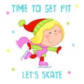 Time to get fit - Adorable little girl and winter sports - ice skating